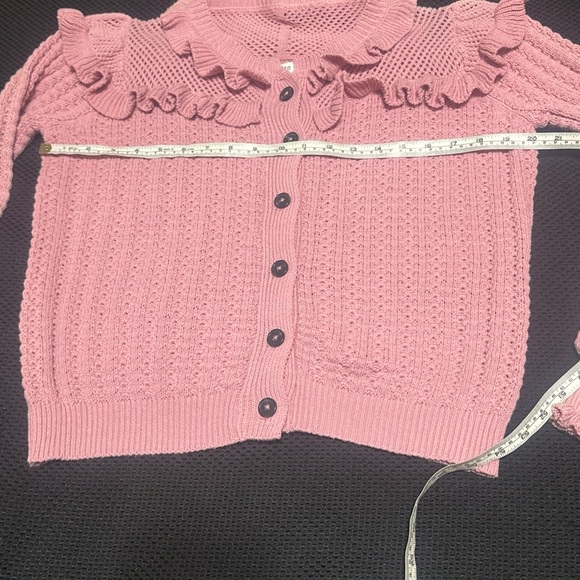 SOLD Umgee Women’s M Cardigan Knit Ruffles Dusty Pink Preppy Cute Girlhoodcore - Picture 9 of 10